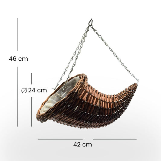 Blumenampel Füllhorn Weidenholz 40x30 klein | Farbe: braun