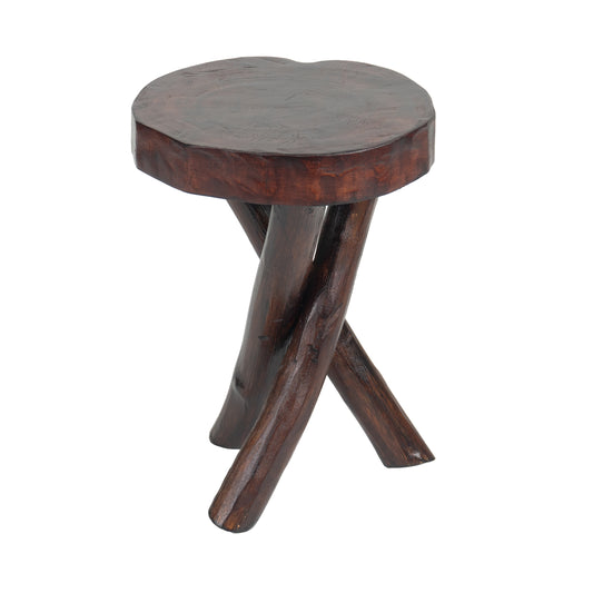 RUNDER HOLZTISCH TEAK 40x34cm (HxB) braun, Massivholz Beistelltisch