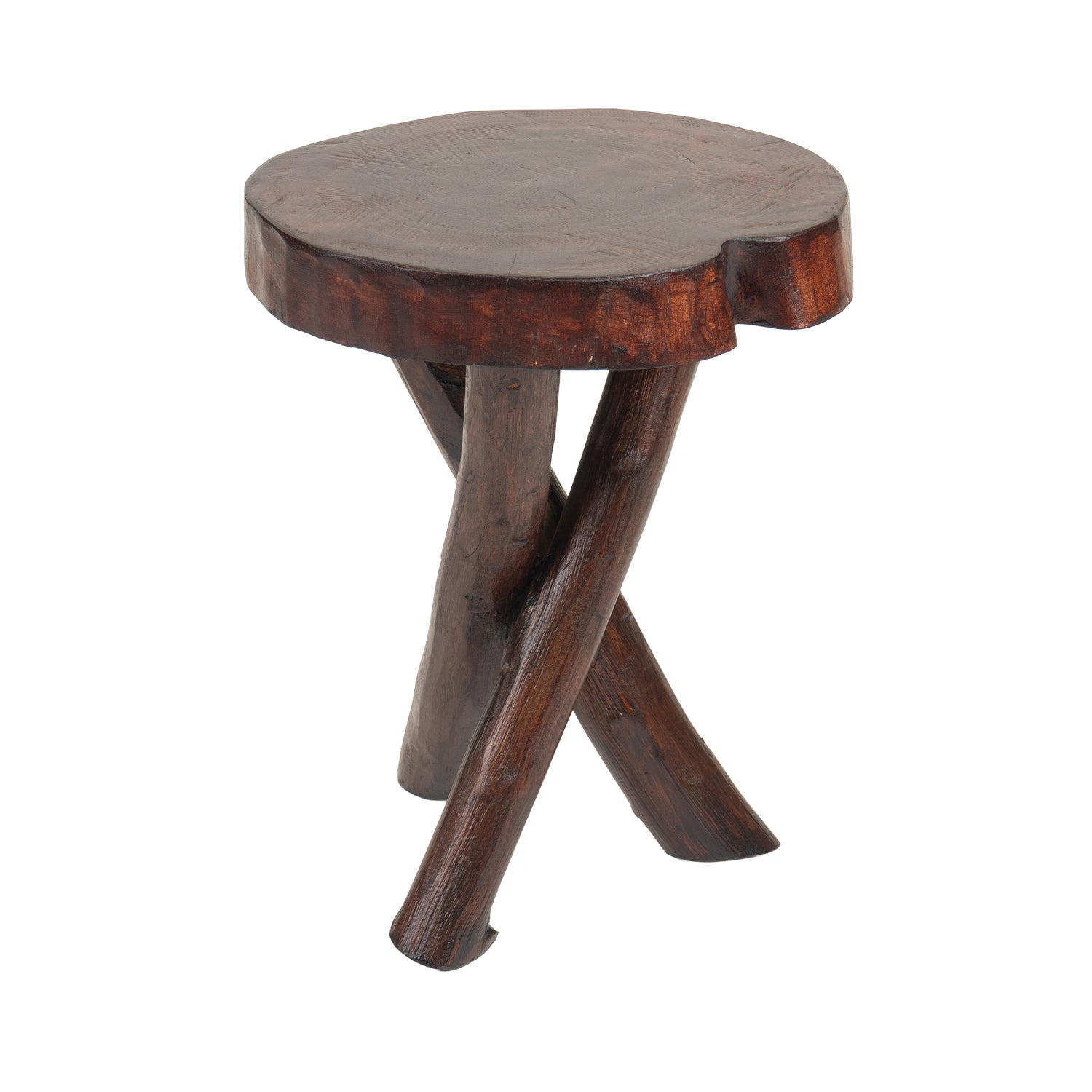 RUNDER HOLZTISCH TEAK 40x34cm (HxB) braun, Massivholz Beistelltisch