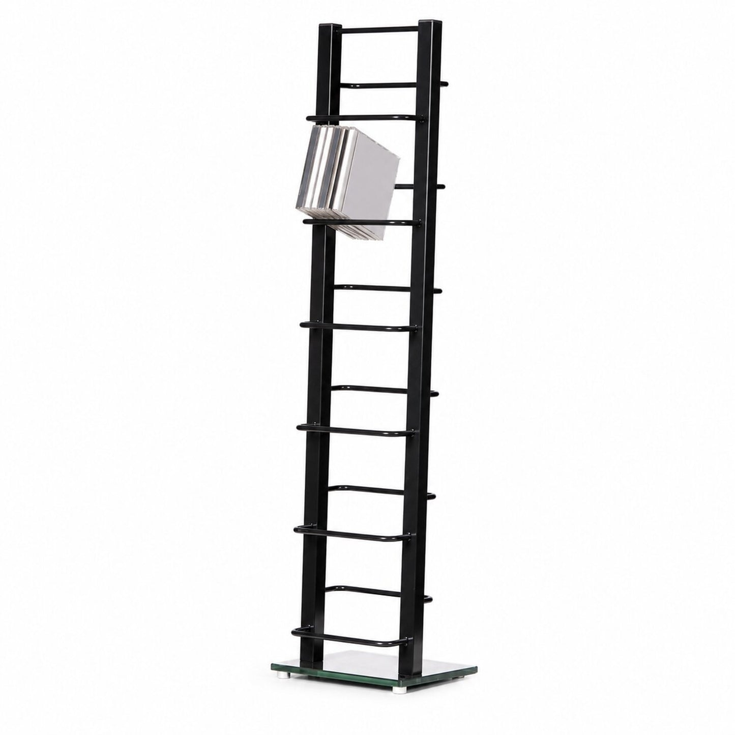 DESIGN CD STÄNDER "TOWER" | schwarz, 92 cm, Metall | für 85 CDs