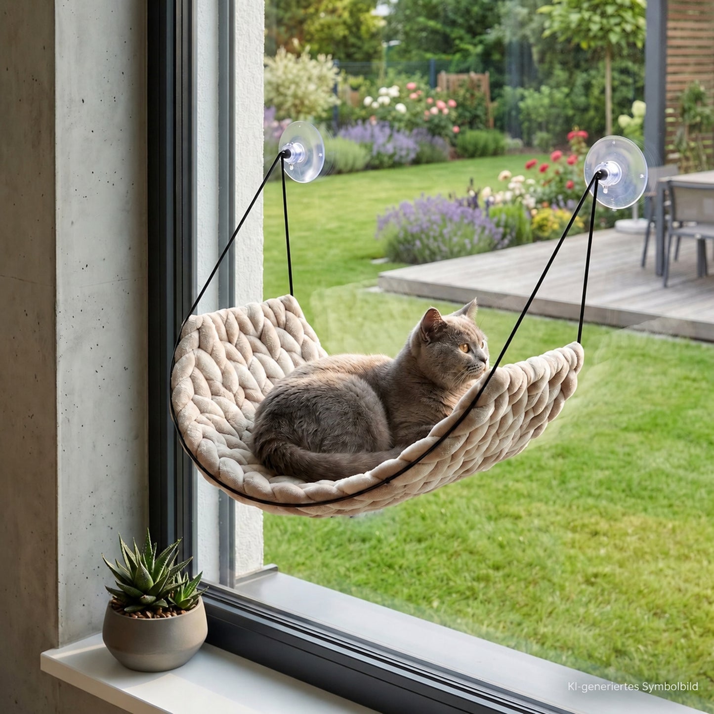 Katzen Fensterliege SUNNY | 35x29 cm Samt| Schwebende Katzenhängematte