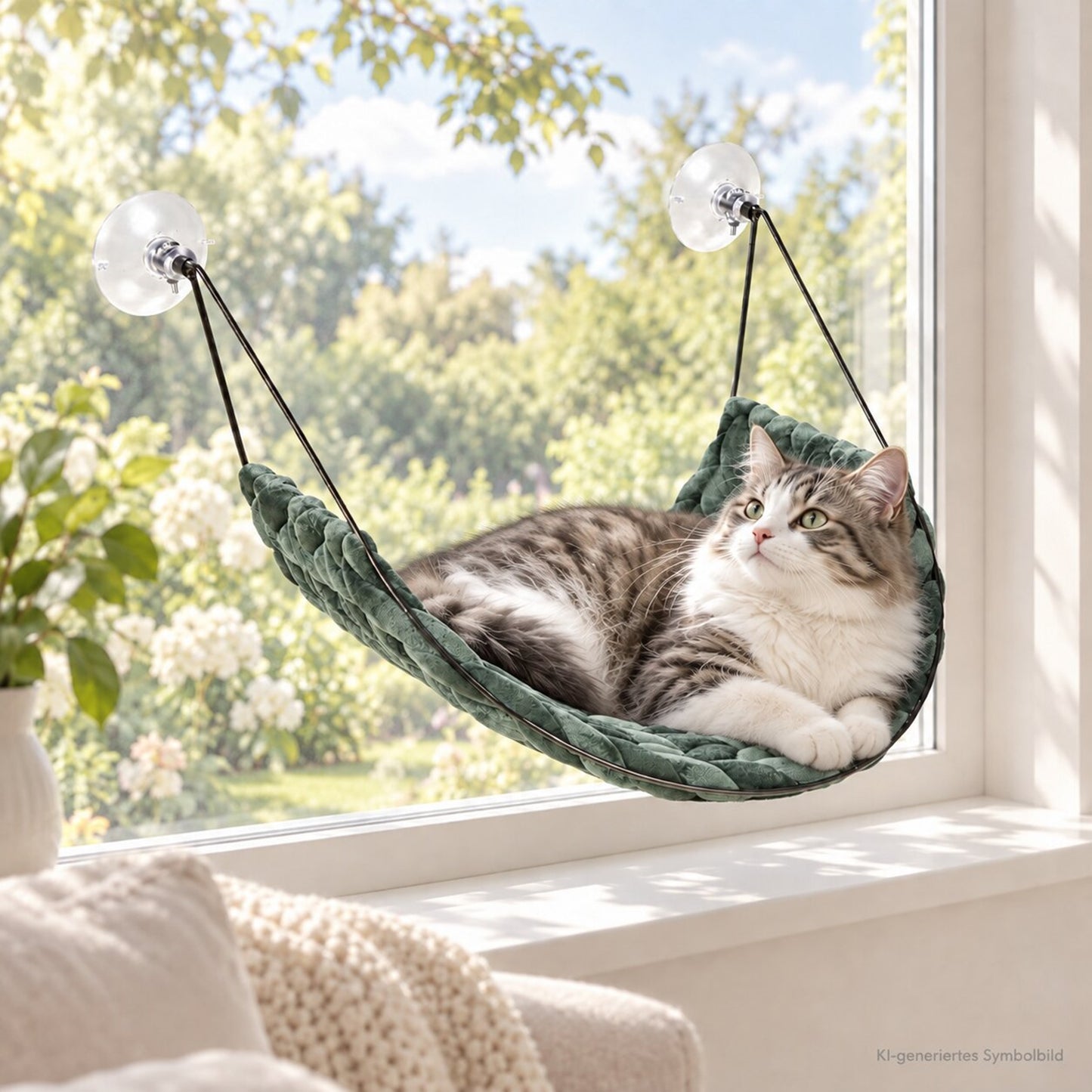 Katzen Fensterliege LENNY | 35x29 cm Samt| Schwebende Katzenhängematte