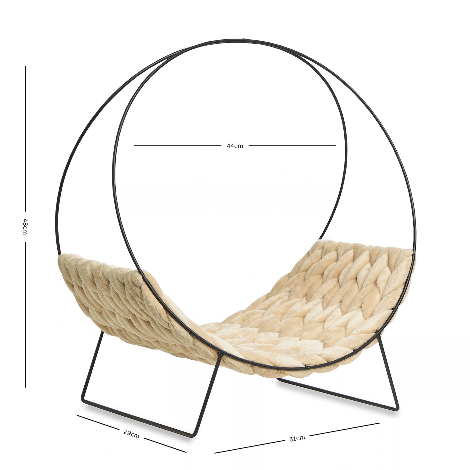 Katzenbett HONEY | 44x32x48 cm, Samt Bezugl| beige Katzenliege