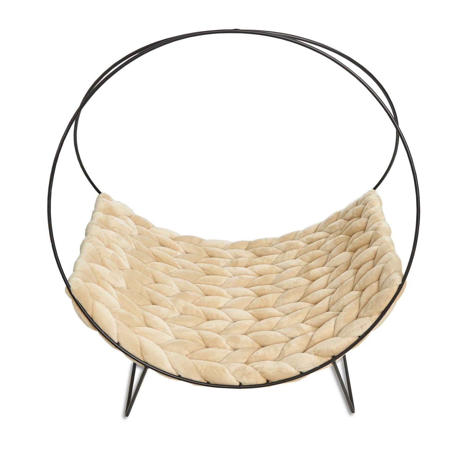Katzenbett HONEY | 44x32x48 cm, Samt Bezugl| beige Katzenliege