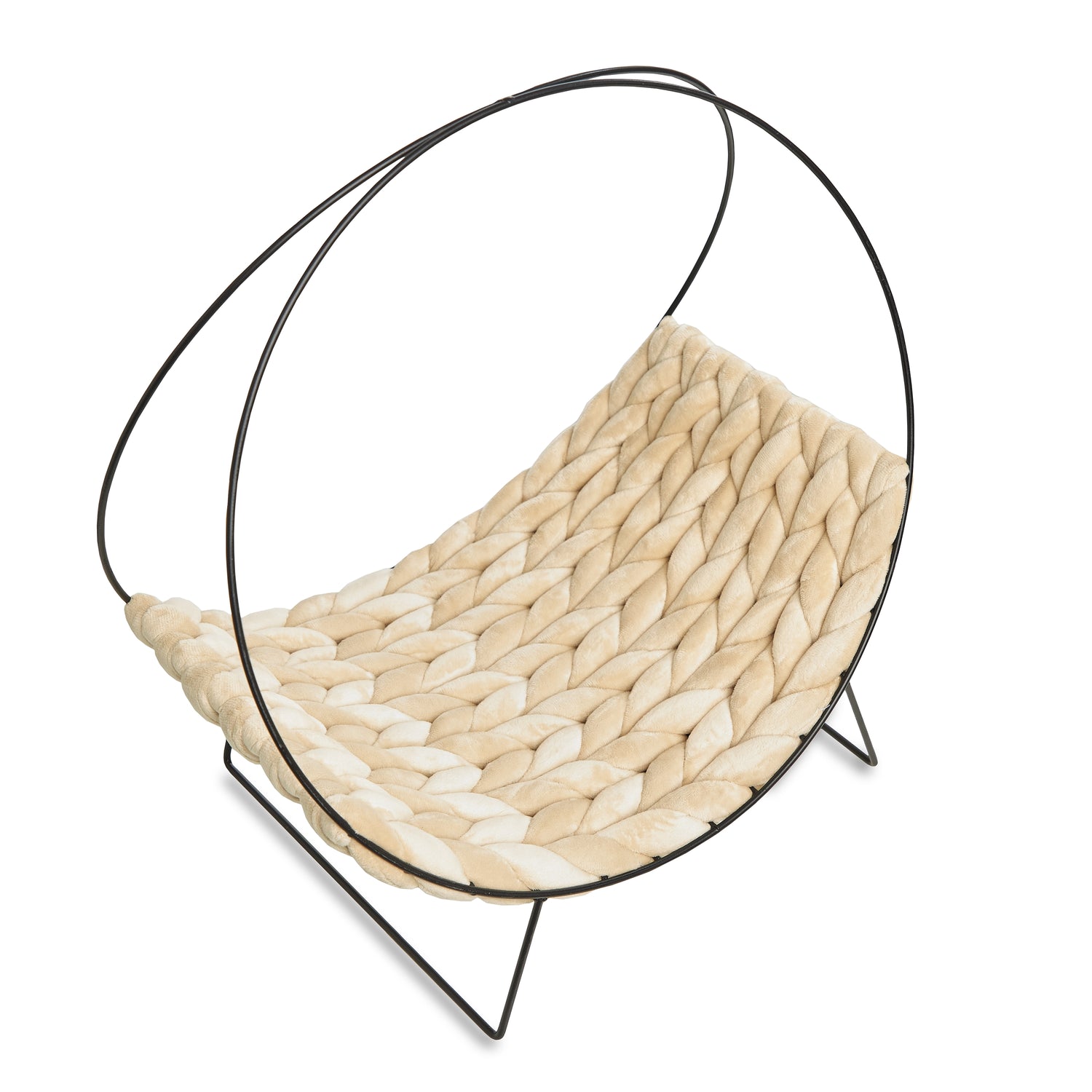 Katzenbett HONEY | 44x32x48 cm, Samt Bezugl| beige Katzenliege
