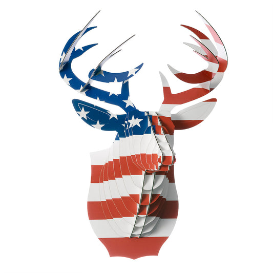 CARDBOARD SAFARI Buck Jr  TIERKOPF BÜSTE US-FLAG