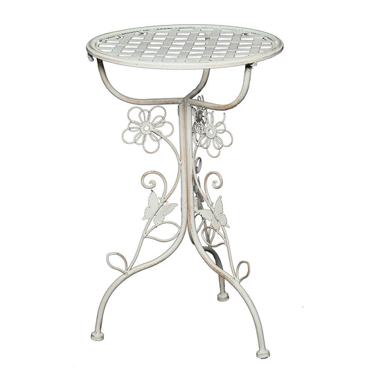 VERSPIELTER BEISTELLTISCH "FLORA" | Eisen, weiß | Gartentisch