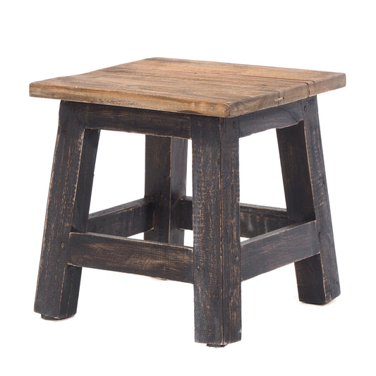 Fusshocker PALO | 27x26cm (HxB), rustikaler Holzhocker Mahagoni Hocker