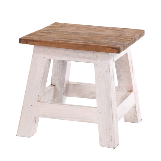 Fusshocker PALO | 27x26cm (HxB), rustikaler Holzhocker Mahagoni Hocker