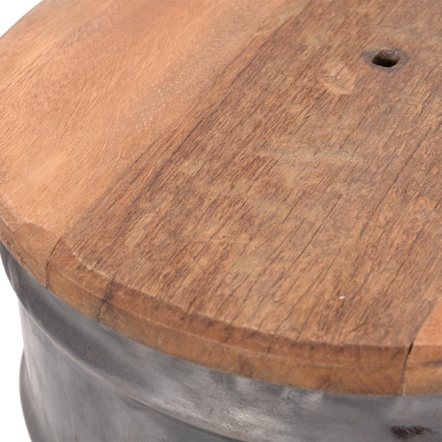 BEISTELLTISCH BARREL | 40x30 cm (HxØ), Metall, Holz | Sitztonne