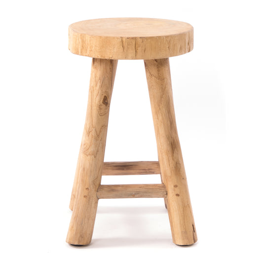 RUNDER HOCKER "PINTO" | Teak, 50x30 cm | Natur Schemel, Pflanzenhocker