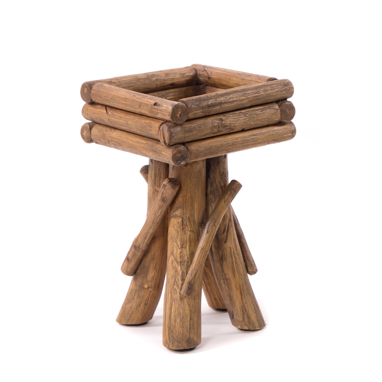 BLUMENHOCKER TWIST aus Teakholz