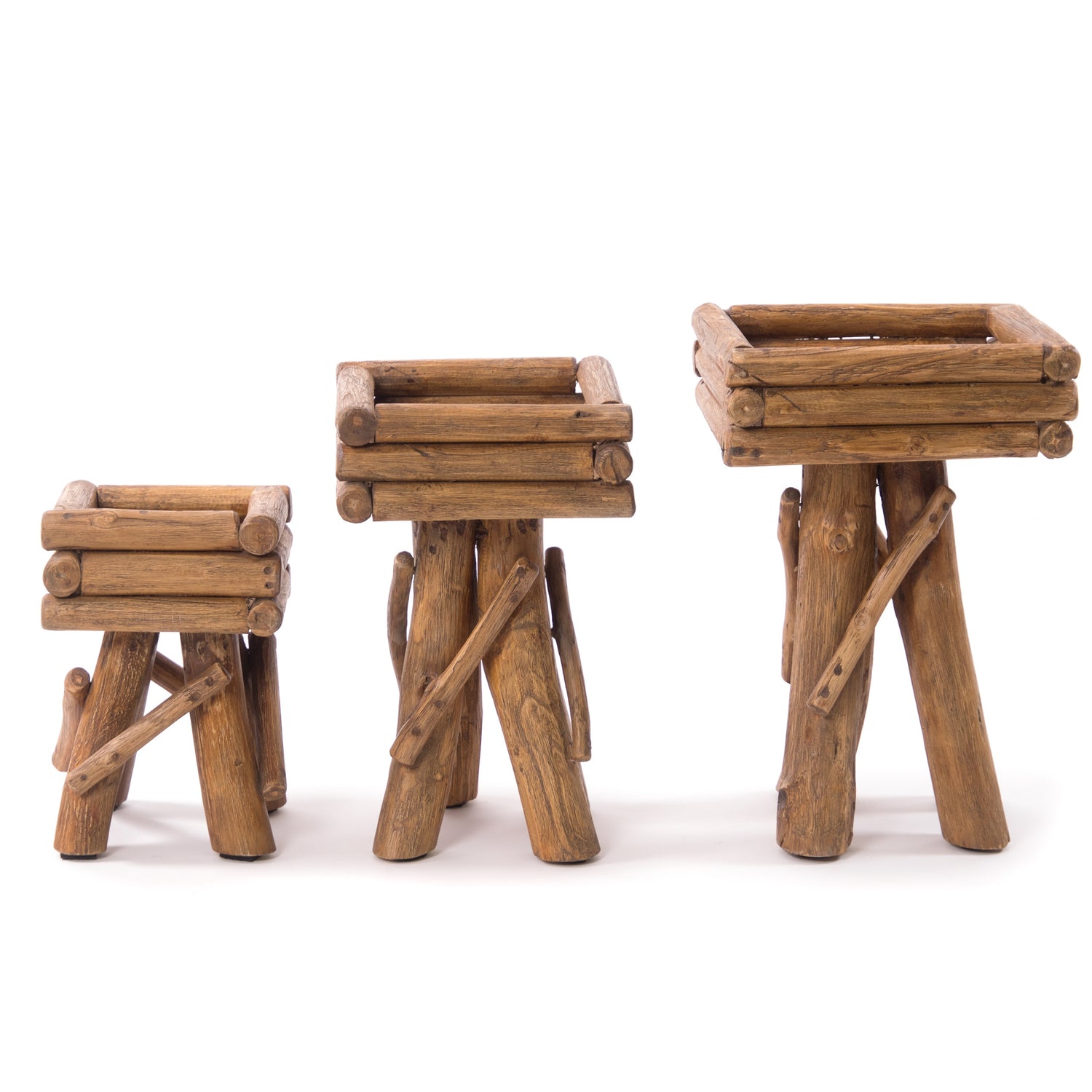 BLUMENHOCKER TWIST aus Teakholz