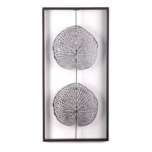 WAND DEKORATION "PURE LEAVES" | Metall, antik-silber, 61 cm | Wandbild