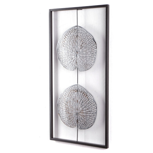 WAND DEKORATION "PURE LEAVES" | Metall, antik-silber, 61 cm | Wandbild