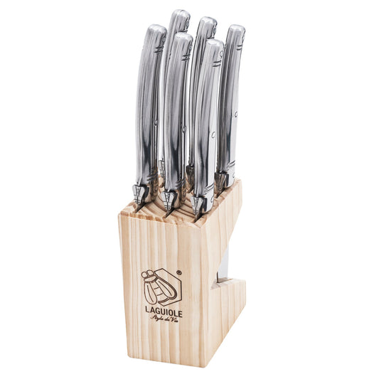 LAGUIOLE STEAKMESSER SET "CHIARO" | 6 Teile, Edelstahl, silberfarben