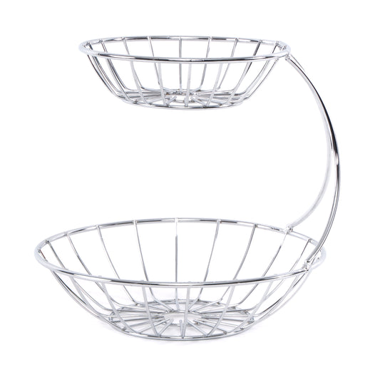 DOPPEL OBSTKORB "STAGE" | Eisen verchromt | Etagere