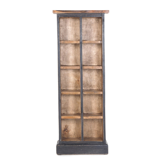 KLEINES CD & BÜCHERREGAL | 94x36cm, Holzregal 10 Fächer natur-schwarz
