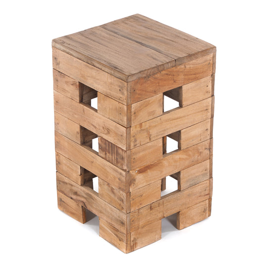 DESIGN SITZHOCKER "BRICK" 48 cm Recycling Holz