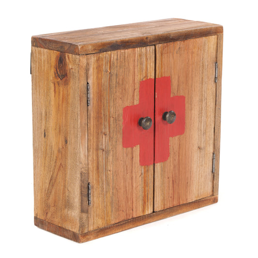 VINTAGE MEDIZINSCHRANK | 35x35x13cm (HxBxT) Wandschrank aus Holz natur