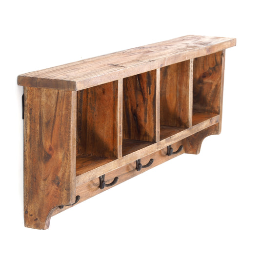 RUSTIKALE WANDGARDEROBE mit Fächern "VINTAGE 70" | 70x27x11cm(BxHxT)