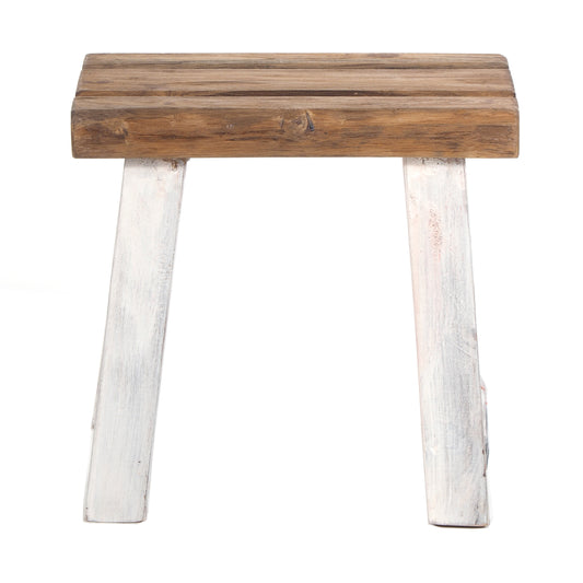 SITZHOCKER "RUSTIC" | 41x42x24cm (HxBxT), Teak | Holzhocker