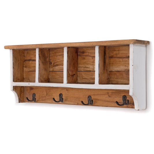 RUSTIKALE WANDGARDEROBE mit Fächern "VINTAGE 70" | 70x27x11cm(BxHxT)