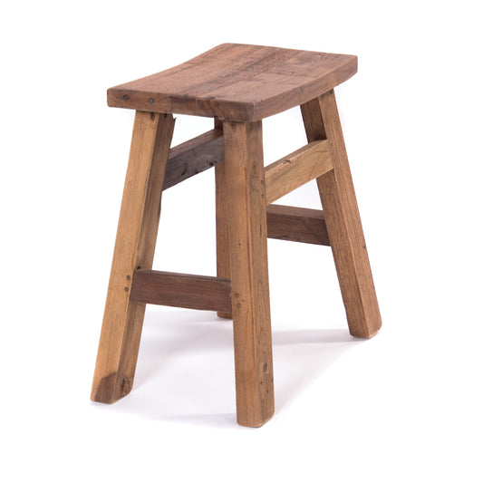 HOLZ HOCKER "NOAH" | 50 cm, Teak & Mahagoni | Sitzhocker