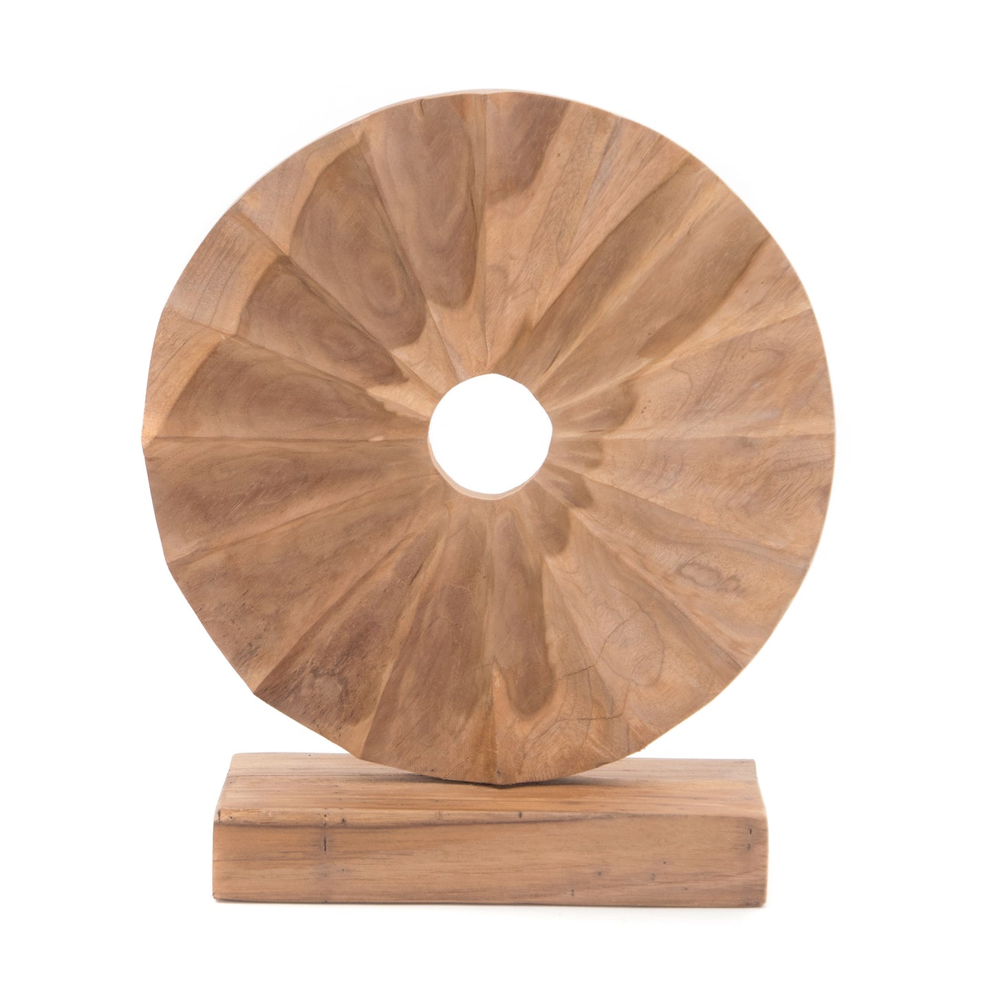 Runde Natur Skulptur "CIRCULAR" | Teakholz, 36 cm | Holz Figur