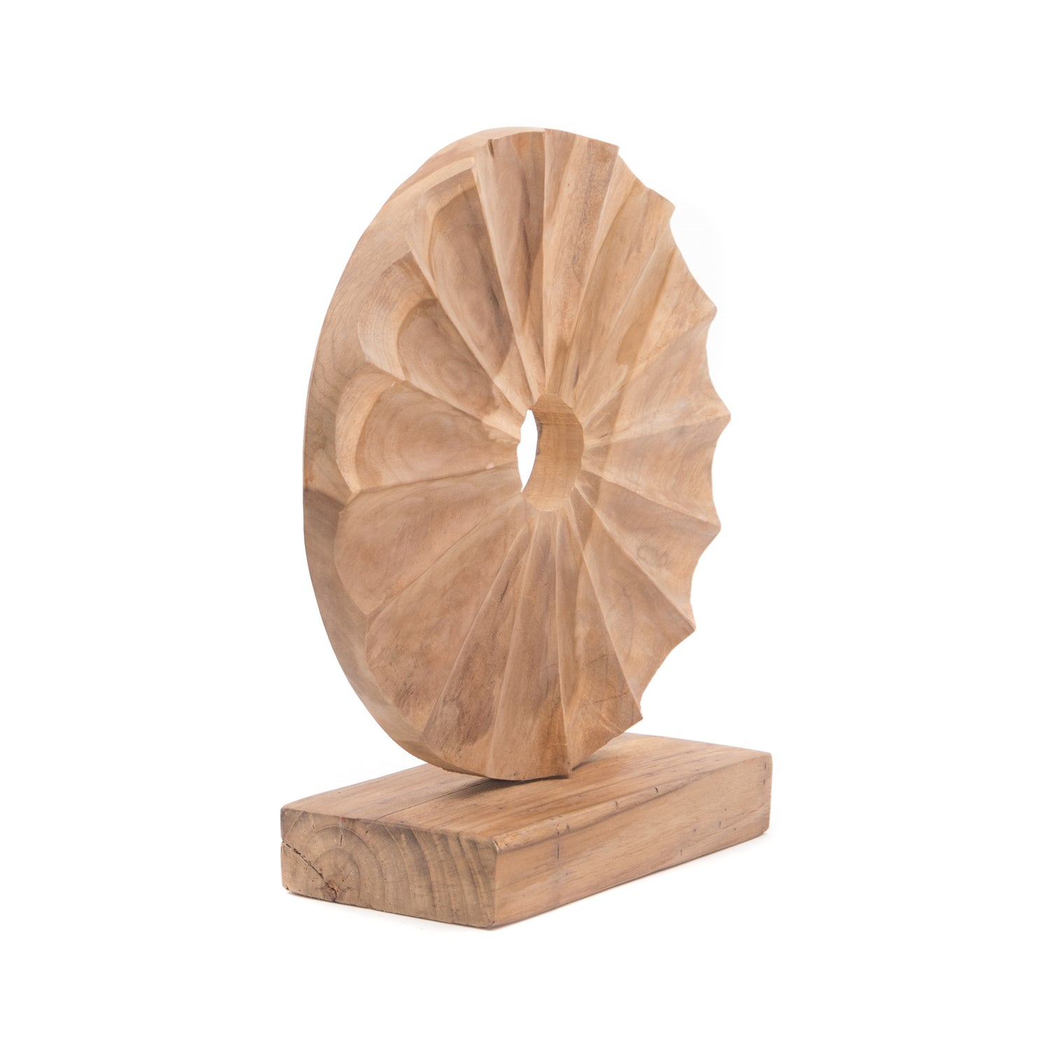 Runde Natur Skulptur "CIRCULAR" | Teakholz, 36 cm | Holz Figur