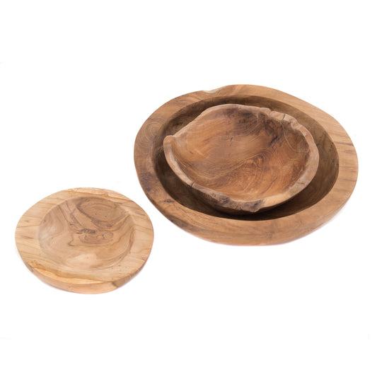 HOLZ SCHALEN SET "BOWL" | Teak | Deko Schale, Obstschale