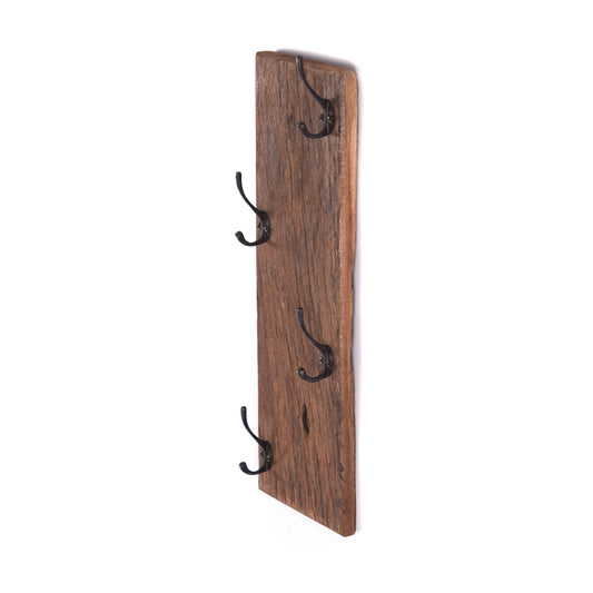 WANDGARDEROBE "BOARD III" | 4 Haken, Massivholz | Garderobenpaneel