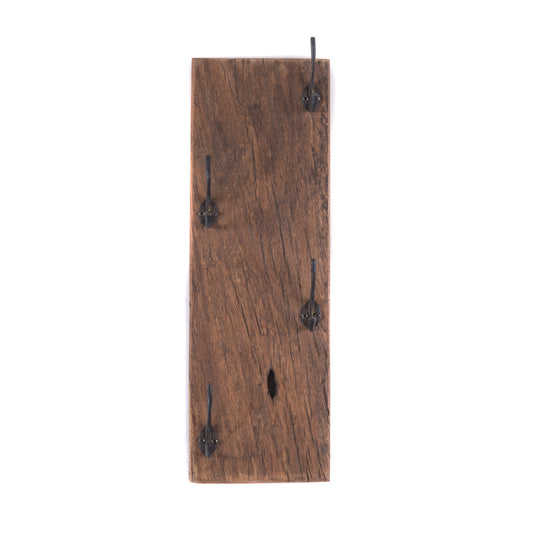 WANDGARDEROBE "BOARD III" | 4 Haken, Massivholz | Garderobenpaneel